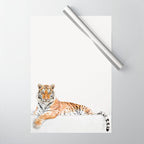 Tiger in a Bathtub, Tiger Taking a Bath, Tiger Bathing, Whimsy Animal Art Print By Synplus Wrapping Paper Gallery Image 1