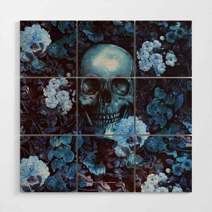 Skull and Flowers Wood Wall Art Gallery Image 1