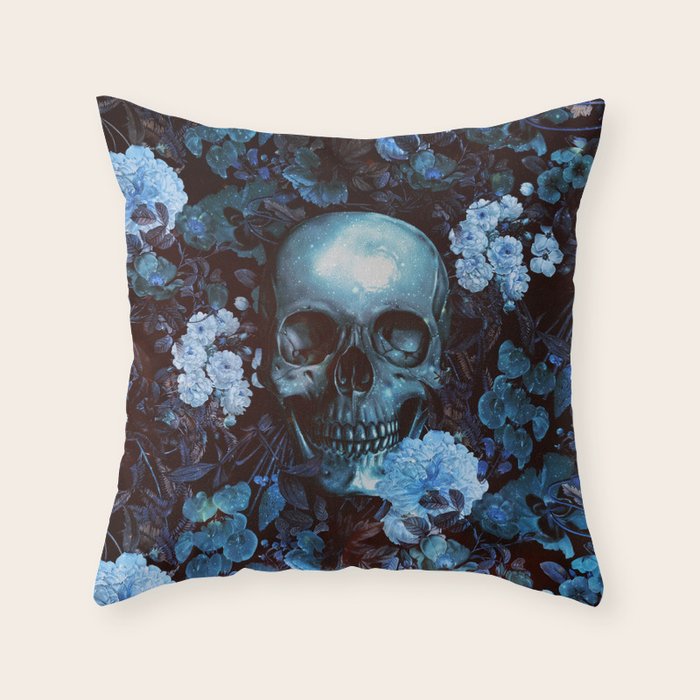 Skull and Flowers Throw Pillow Gallery Image 6
