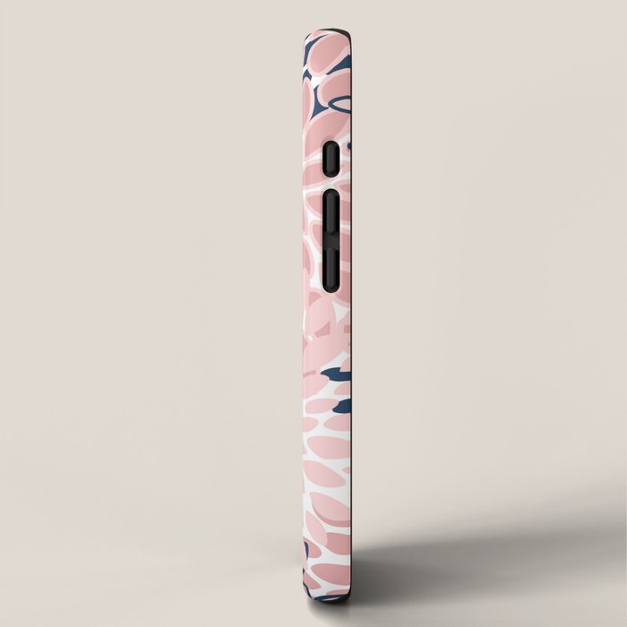 Festive, Floral Prints, Pink and Navy Blue iPhone Case Gallery Image 2