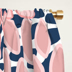 Festive, Floral Prints, Pink and Navy Blue Window Curtain Gallery Image 2