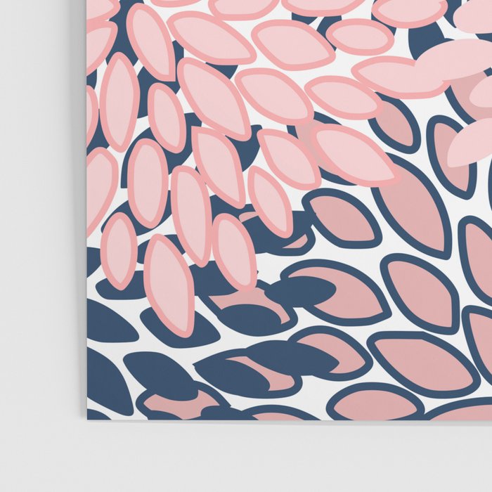 Festive, Floral Prints, Pink and Navy Blue Poster Gallery Image 3