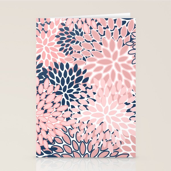 Festive, Floral Prints, Pink and Navy Blue Stationery Card Gallery Image 2