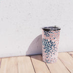 Festive, Floral Prints, Pink and Navy Blue Travel Mug Gallery Image 4
