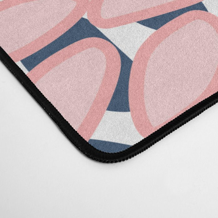 Festive, Floral Prints, Pink and Navy Blue Desk Mat Gallery Image 4