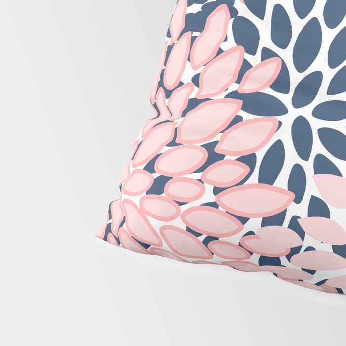 Festive, Floral Prints, Pink and Navy Blue Pillow Sham Gallery Image 4