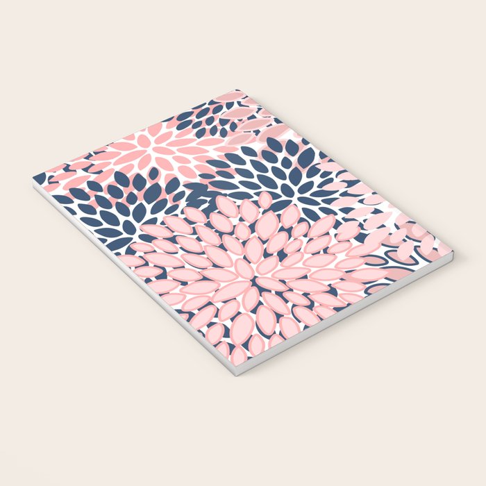 Festive, Floral Prints, Pink and Navy Blue Notebook Gallery Image 3