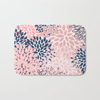 Festive, Floral Prints, Pink and Navy Blue Bath Mat Gallery Image 1