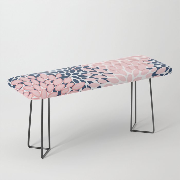 Festive, Floral Prints, Pink and Navy Blue Bench Gallery Image 1