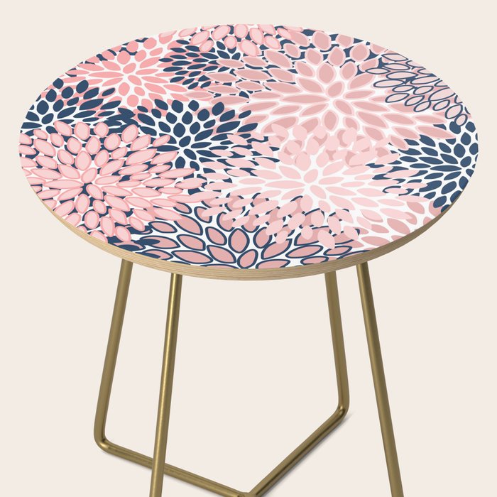 Festive, Floral Prints, Pink and Navy Blue Side Table Gallery Image 2