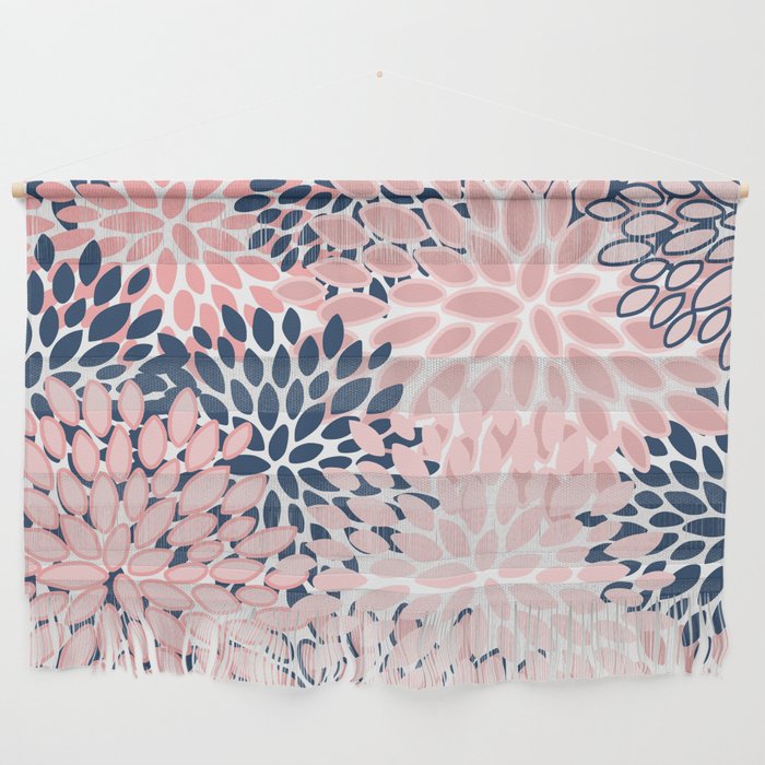 Festive, Floral Prints, Pink and Navy Blue Wall Hanging Gallery Image 1