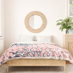 Festive, Floral Prints, Pink and Navy Blue Duvet Cover Gallery Image 3