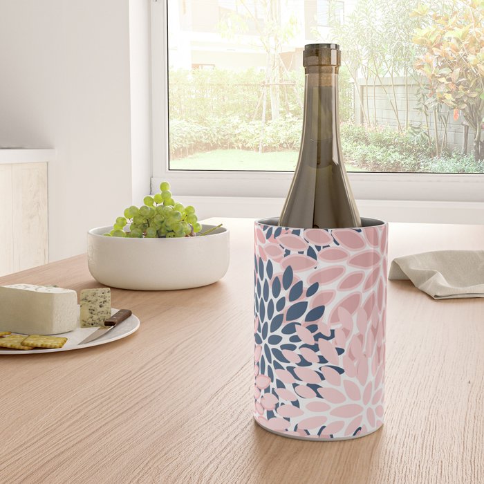 Festive, Floral Prints, Pink and Navy Blue Wine Chiller Gallery Image 4