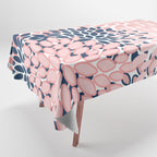 Festive, Floral Prints, Pink and Navy Blue Tablecloth Gallery Image 1