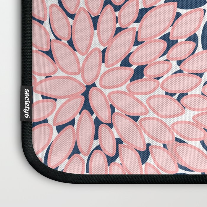 Festive, Floral Prints, Pink and Navy Blue Laptop Sleeve Gallery Image 3