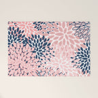 Festive, Floral Prints, Pink and Navy Blue Welcome Mat Gallery Image 1