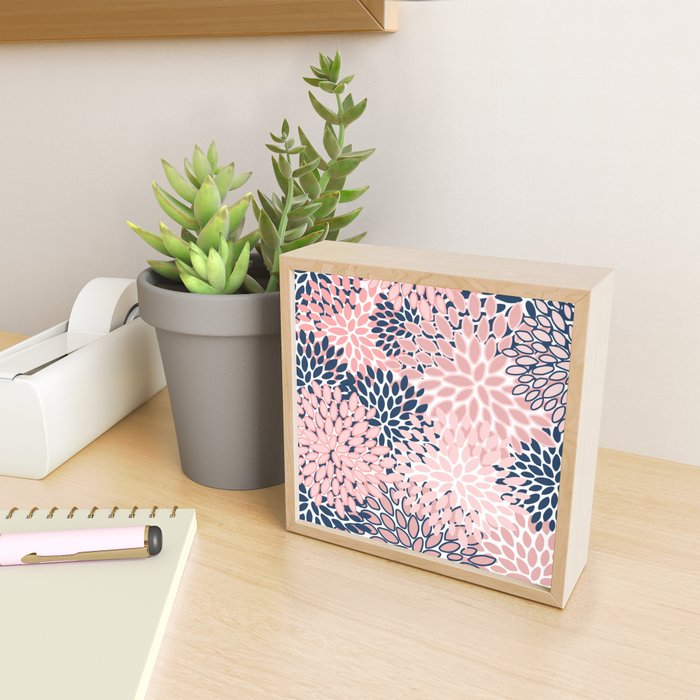 Festive, Floral Prints, Pink and Navy Blue Mini Art Print Gallery Image 2