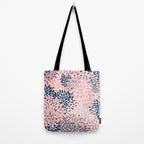 Festive, Floral Prints, Pink and Navy Blue Tote Bag Gallery Image 2
