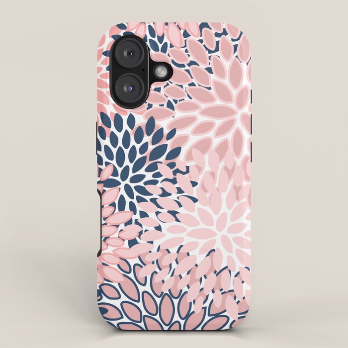 Festive, Floral Prints, Pink and Navy Blue iPhone Case Gallery Image 1
