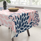 Festive, Floral Prints, Pink and Navy Blue Tablecloth Gallery Image 3