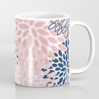 Festive, Floral Prints, Pink and Navy Blue Coffee Mug Gallery Image 1