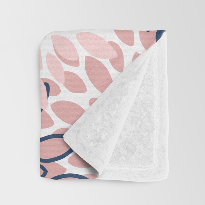 Festive, Floral Prints, Pink and Navy Blue Throw Blanket Gallery Image 3