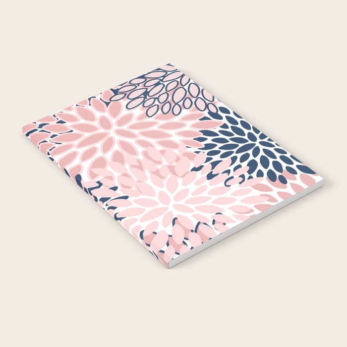 Festive, Floral Prints, Pink and Navy Blue Notebook Gallery Image 2