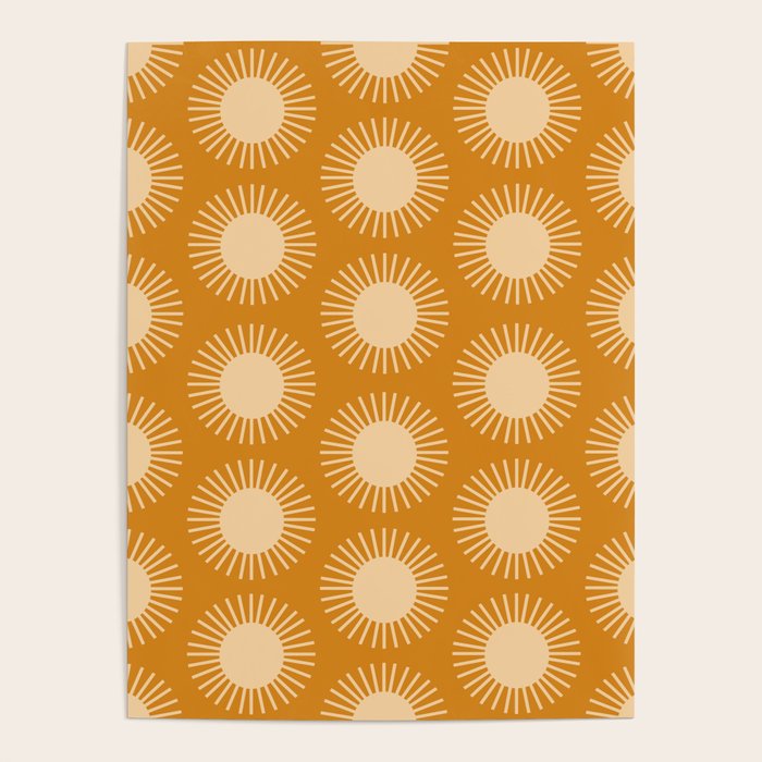Boho Summer Sun Pattern II Desert Orange Poster Gallery Image 4