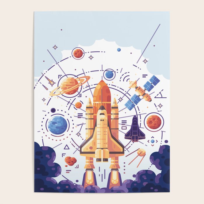 Space Rocket with Planets Poster Gallery Image 1