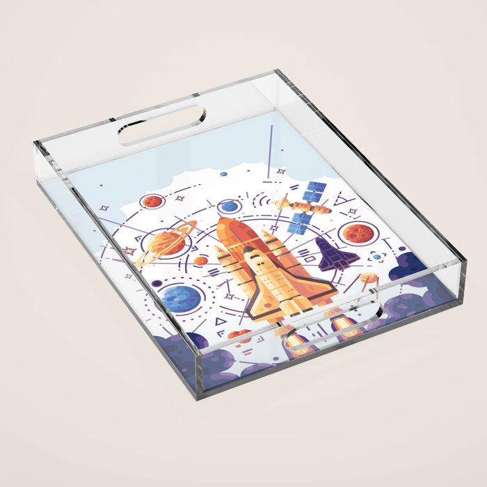 Space Rocket with Planets Acrylic Tray Gallery Image 1