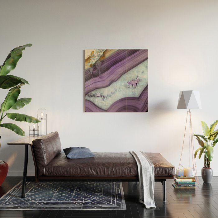 Purple Agate Slice Wood Wall Art Gallery Image 2