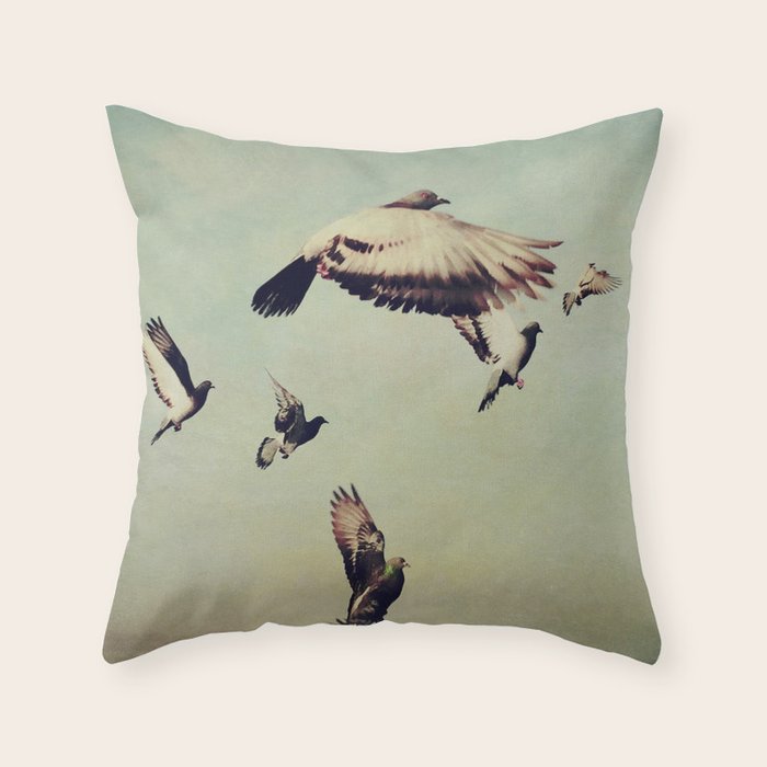 Birds in Flight - beautiful nature photograph Throw Pillow Gallery Image 1