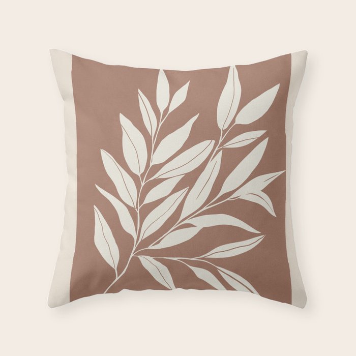Mocha Branching Simplicity Throw Pillow Gallery Image 6
