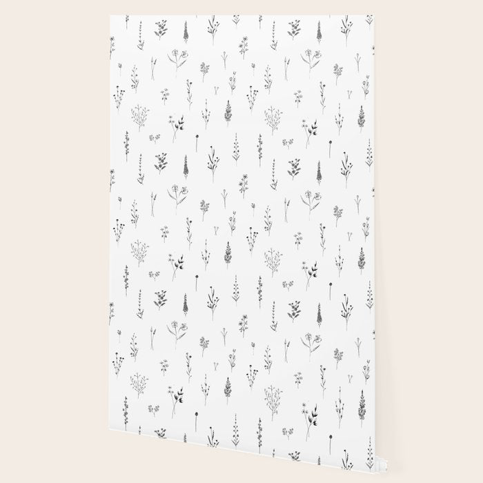 White Wildflowers Pattern Wallpaper Gallery Image 2