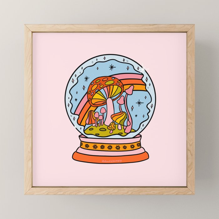 Mushroom Snow Globe Mini Art Print Gallery Image 1