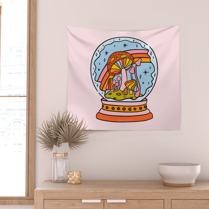 Mushroom Snow Globe Wall Tapestry Gallery Image 2