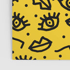 Face Time - retro throwback minimal pattern eyes faces 1980s 80s vintage memphis drawing monochrome Poster Gallery Image 3