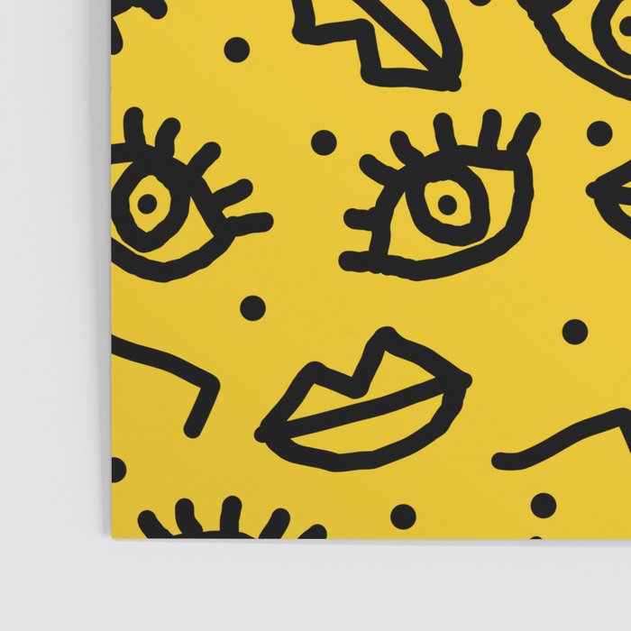 Face Time - retro throwback minimal pattern eyes faces 1980s 80s vintage memphis drawing monochrome Poster Gallery Image 3