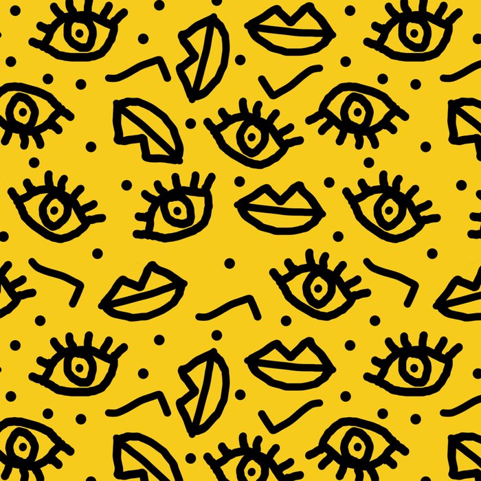 Face Time - retro throwback minimal pattern eyes faces 1980s 80s vintage memphis drawing monochrome Coffee Mug Gallery Image 2