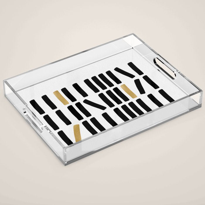 Black and Gold Abstract Acrylic Tray Gallery Image 1