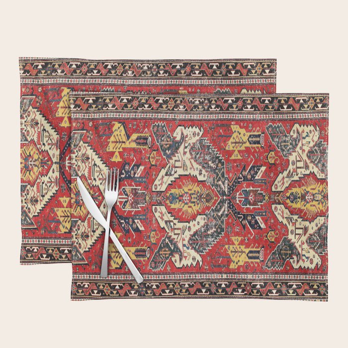 Dragon Sumakh Antique East Caucasus Kuba Rug Print Placemat Gallery Image 1