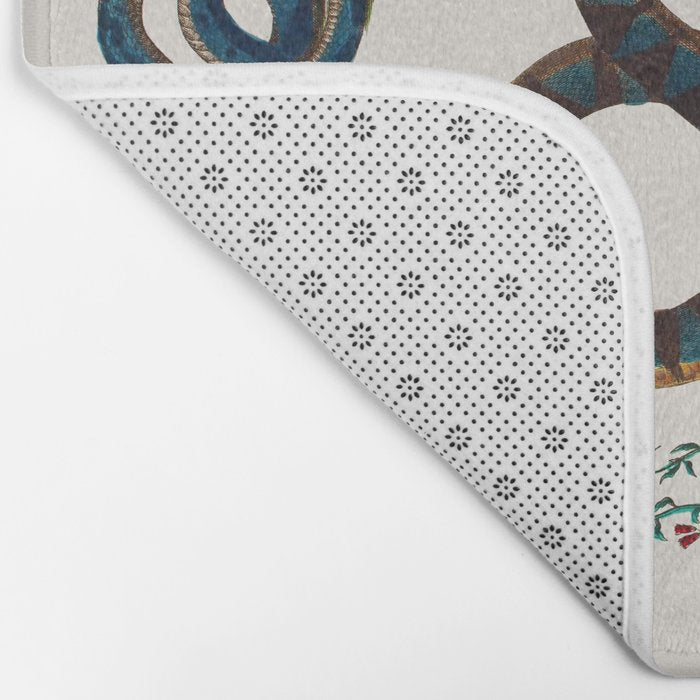 Albertus Seba Three Snakes And Floral Vines  Bath Mat Gallery Image 2