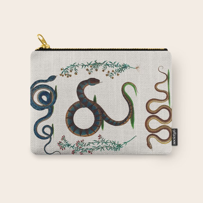 Albertus Seba Three Snakes And Floral Vines  Carry All Pouch Gallery Image 1