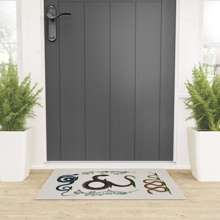 Albertus Seba Three Snakes And Floral Vines  Welcome Mat Gallery Image 3