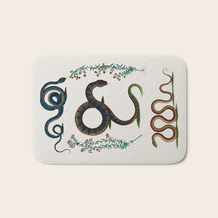 Albertus Seba Three Snakes And Floral Vines  Bath Mat Gallery Image 1