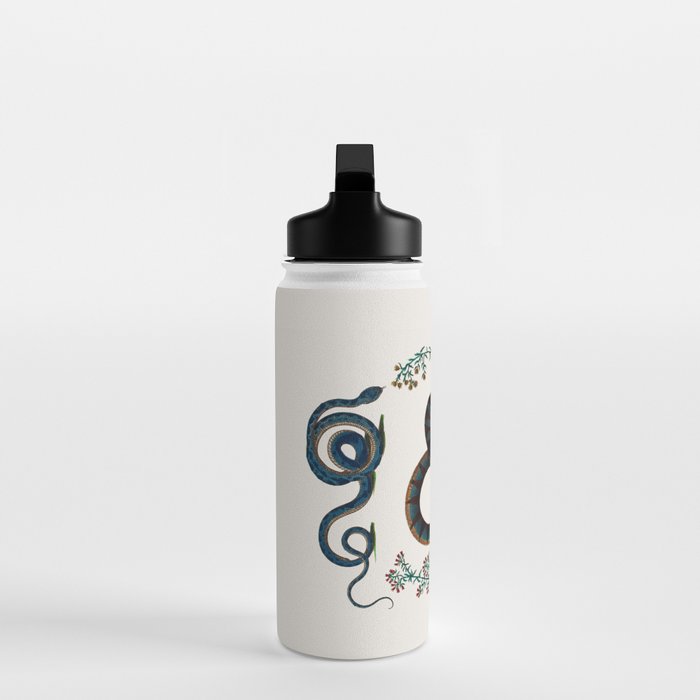Albertus Seba Three Snakes And Floral Vines  Water Bottle Gallery Image 3