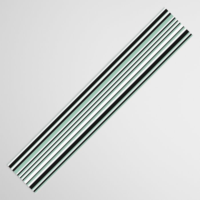 Classic Stripes XII - Mint, Black and White Table Runner Gallery Image 3