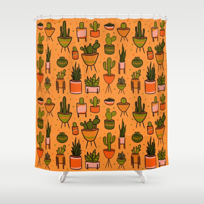 Modern Cactus Shower Curtain Gallery Image 1