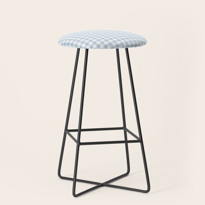 Baby Blue Gingham Check Stool Gallery Image 1