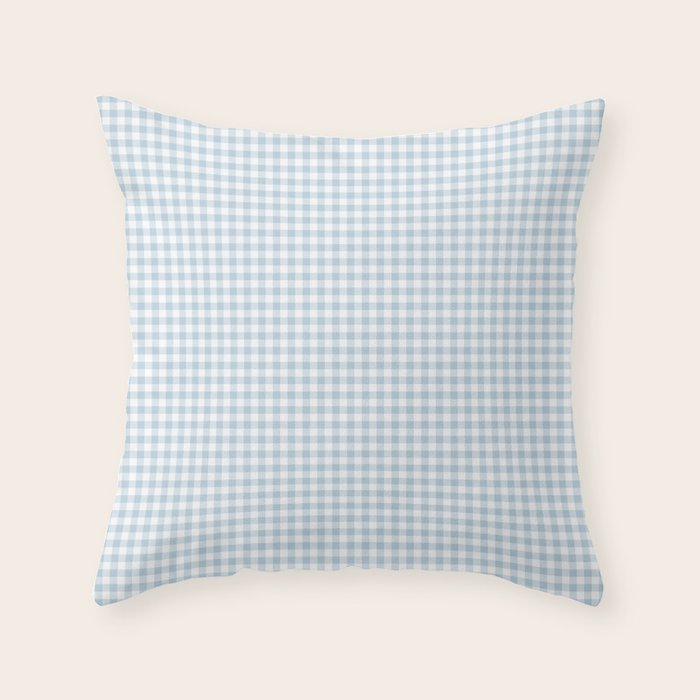 Baby Blue Gingham Check Throw Pillow Gallery Image 1